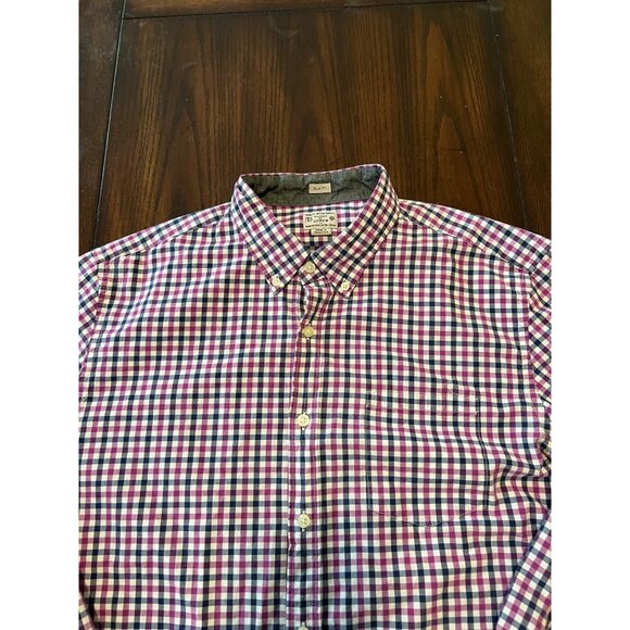 J.Crew Button Down Men's Shirt Slim Fit Blue Purple Plaid Gingham XL Business - Picture 2 of 6